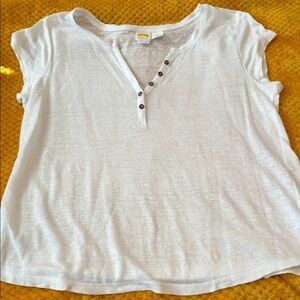 C&C California Cream V-Neck Top with Button Details